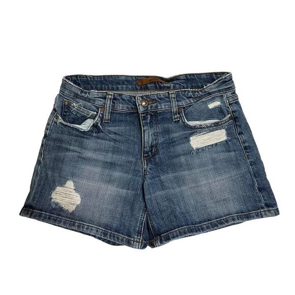 Joe's Jeans Women's Blue Distressed‎ Mid-Rise Denim Shorts Size 26W - Picture 1 of 5